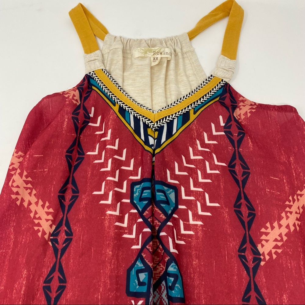 Rewind Aztec Bohemian Southwestern Flowy Tank Top XS - Picture 3 of 7